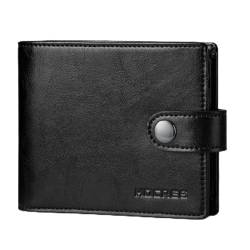 HOCRES® Herren-Geldbörsen aus Leder, RFID-blockierend, mit 11 Kartenfächern, 2 Geldscheinfächern, Münzfach, Ausweisfenster, minimalistische Brieftaschen für Herren, mit Geschenkbox, Schwarz , von HOCRES
