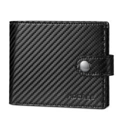 HOCRES® Herren-Geldbörsen aus Leder, RFID-blockierend, mit 11 Kartenfächern, 2 Geldscheinfächern, Münzfach, Ausweisfenster, minimalistische Brieftaschen für Herren, mit Geschenkbox, carbon schwarz, von HOCRES