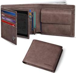 HOCRES Geldbörsen für Männer Muti-Functional RFID Blocking Leather Slim Wallet mit 15 Kreditkarteninhabern, 2 Banknotenfächern und 2 ID-Fenster Minimalist Wallets Männer mit Geschenkbox von HOCRES