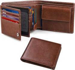 HOCRES Geldbörsen für Männer Muti-Functional RFID Blocking Leather Slim Wallet mit 15 Kreditkarteninhabern, 2 Banknotenfächern und 2 ID-Fenster Minimalist Wallets Männer mit Geschenkbox von HOCRES