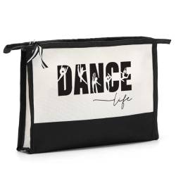 HODREU Dance Gifts Makeup Bag Sister Gift Dance Teacher Gifts Dancer Gifts Dance Stuff Dance Bag Teacher Appreciation Gifts Birthday Christmas for Women Dance Lover Cosmetic Bag, White493, 11" wide x von HODREU