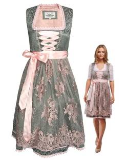 HOFGLANZ Elegantes Dirndl Damen in Grau & Rosa - Traditionelles Trachtenkleid mit Modernem Flair - Größen 30-52 von HOFGLANZ