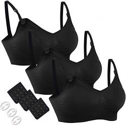 HOFISH Damen 3pack voller fehlschlag seamless stillen schwangerschaft bras bralette mit extra-bra extenders & clips groß 3pcs / pack (schwarz) von HOFISH