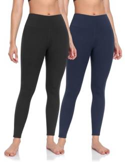 HOFISH Sport-Yogahose für Damen, hohe Taille, Bauchkontrolle, Workout, Laufen, Yoga, Leggings, S-XL, Workout-Leggings, 2: 2er-Pack, Schwarz + Marineblau (CA), M von HOFISH