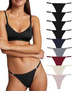 HOKEMP Damen Unterhosen Baumwolle String Unterwäsche Thong Tanga Frauen T-Back Nahtlose Höschen 9er Pack S-XL von HOKEMP