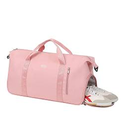 HOKEMP Turnbeutel für Damen und Herren, Sporttasche, mit Schuhfach, Schwimmtasche, Reisegepäck, Umhängetasche, Pink A - XL Größe - mit Schuhfach von HOKEMP