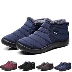 Boojoy Winterstiefel, Winter-Schneestiefel für Herren und Damen, Pelzfutter Wasserdichte Slip On Outdoor Warme Stiefeletten (Blau, numeric_43) von HOKUTO