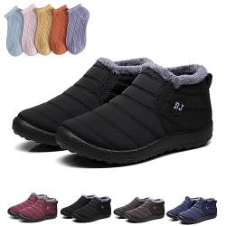 HOKUTO Boojoy Stiefel, Boojoy Winterschuhe, Pelz Futter wasserdichte warme Stiefel mit 5-Paar Socken (Black,38) von HOKUTO