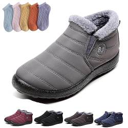 HOKUTO Boojoy Stiefel, Boojoy Winterschuhe, Pelz Futter wasserdichte warme Stiefel mit 5-Paar Socken (Grey,47) von HOKUTO