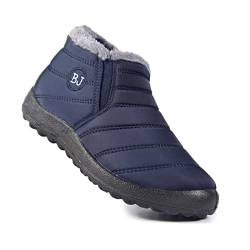 HOKUTO Boojoy Winterstiefel, wasserdichte, rutschfeste, warme, mit Fell gefütterte Schneestiefel (Blau, 37) von HOKUTO