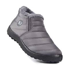 HOKUTO Boojoy Winterstiefel, wasserdichte, rutschfeste, warme, mit Fell gefütterte Schneestiefel (Grau, 37) von HOKUTO