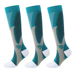 HOKUTO Minasa Kompressionsstrümpfe Damen Herren Kompressionssocken Lange Stützstrümpfe Abgestufte Compression Socks 3 Paar Laufstrümpfe (as3, alpha, xx_l, regular, regular, Dark Green) von HOKUTO