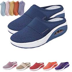 HOKUTO Orthopädische Schuhe Damen Pantoletten Hausschuhe Diabetiker Air Cushion Hausschuhe (Dunkelblau, adult, women, numeric_38, numeric, eu_footwear_size_system, medium) von HOKUTO