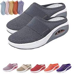 HOKUTO Orthopädische Schuhe Damen Pantoletten Hausschuhe Diabetiker Air Cushion Hausschuhe (Dunkelgrau, adult, women, numeric_40, numeric, eu_footwear_size_system, medium) von HOKUTO