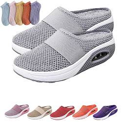 HOKUTO Orthopädische Schuhe Damen Pantoletten Hausschuhe Diabetiker Air Cushion Hausschuhe (Hellgrau, adult, women, numeric_39, numeric, eu_footwear_size_system, medium) von HOKUTO