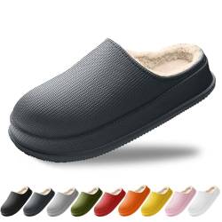 Hausschuhe Damen Herren Winter, Schlappis Wolken Damen Original Winter, Rutschfeste Leichte EVA Schlappen Winter (Dunkelgrau, Erwachsene, Damen, 38, Numerisch (von/bis), EU Schuhgrößensystem, 39, M) von HOKUTO