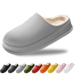 Hausschuhe Damen Herren Winter, Schlappis Wolken Damen Original Winter, Rutschfeste Leichte EVA Schlappen Winter (Hellgrau, Erwachsene, Damen, 36, Numerisch (von/bis), EU Schuhgrößensystem, 37, M) von HOKUTO