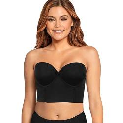 Hokuto LuciLift - Low Back Strapless Bra, lucilift Strapless Bra Flexible Underwire Bra with Front Removable Straps Push Up Bra (Black,40/90B) von HOKUTO