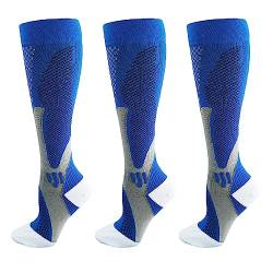 Minasa Kompressionsstrümpfe Damen Herren Kompressionssocken Lange Stützstrümpfe Abgestufte Compression Socks 3 Paar Laufstrümpfe (as3, alpha, s, m, regular, regular, Blue) von HOKUTO