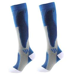 Minasa Kompressionsstrümpfe Damen Herren Lange Stützstrümpfe Abgestufte Laufsocken (as3, alpha, l, x_l, regular, regular, 2 Stück blau) von HOKUTO