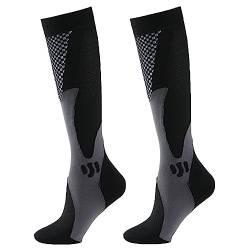 Minasa Kompressionsstrümpfe Damen Herren Lange Stützstrümpfe Abgestufte Laufsocken (as3, alpha, xx_l, regular, regular, 2 Stück Schwarz) von HOKUTO