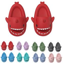 Shark Slides Kids, Non-Slip Lightweight Sole Slides Kids House Slippers Indoor & Outdoor Beach Slippers (Red, Toddler, Numeric_33, Numeric_Range, eu_Footwear_Size_System, Numeric_34, medium) von HOKUTO