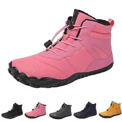 Winter Barfußschuhe Damen Herren Wasserdicht Schnell Trocknend Traillaufschuhe Wanderschuhe Zehenschuhe Hohe Warme und rutschfeste Stiefel (Pink,42) von HOKUTO