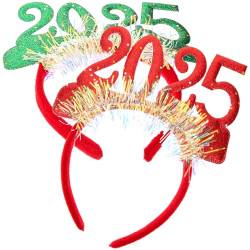 HOLIDYOYO 2 Stück Neujahr Stirnband 2025 Haarband Stoff Stirnband Neujahr Party Haarschmuck von HOLIDYOYO