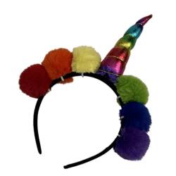 HOLIDYOYO Einhorn-Stirnband Mit Plüsch-Pompom-Kugeln Glitzerndes Einhorn-Haarband Einhorn-Mädchen-Outfit Kopfbedeckung Cosplay-Kostüm Foto-Requisiten Für Einhorn-Geburtstagspartys von HOLIDYOYO