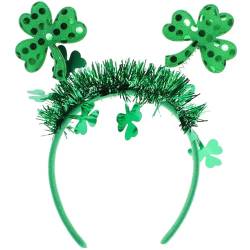 HOLIDYOYO Stirnband St. Patricks Day Kopfschmuck Kleeblatt-kopfbopper Grünes Kleeblatt-stirnband Irisches Stirnband Glitzerklee-stirnband Foto Haarschmuck Fräulein von HOLIDYOYO