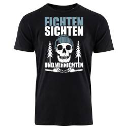 HOLZBRÜDER® Fichten sichten und vernichten T-Shirt für die Arbeit mit der Kettensäge im Wald (M, Schwarz) von HOLZBRÜDER