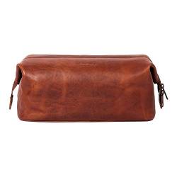 HOLZRICHTER Berlin Kulturbeutel No 5-2 (L) Cognac - Große, hochwertige Kulturtasche handgefertigt aus Premium-Leder von HOLZRICHTER BERLIN