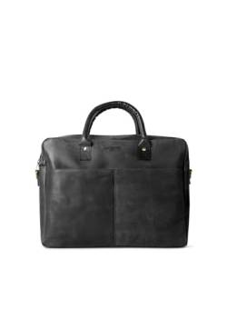 HOLZRICHTER Berlin Tragetasche No 1-1 (M) schwarz-anthrazit - Große Briefcase-Aktentasche & Laptoptasche handgefertigt aus Premium-Leder von HOLZRICHTER Berlin