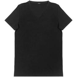 HOM, Herren, T-Shirt V-Ausschnitt Supreme Cotton, Schwarz, M von HOM