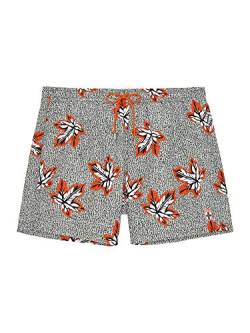 HOM Herren Sekou Beach Boxershorts Badehose, Große Blätter-Muster, Orange/Khaki, 50 von HOM