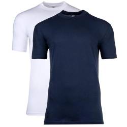 HOM Herren T-Shirt Crew Neck 2er Pack - Tee Shirt Harro New, Kurzarm, Rundhals, einfarbig Blau/Weiß XL von HOM