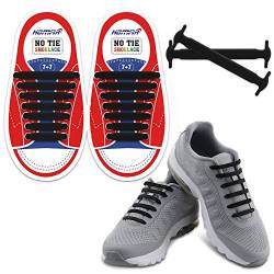 HOMAR-Kind-elastische Athletisch Flat No Tie Schnürsenkel ein für alle Mal Silicon Schnürsenkel Perfekt für Sneaker Stiefel Oxford und Freizeitschuhe - Schwarz von HOMAR