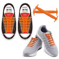 HOMAR Wasserdicht Reflektierende Kein Tie Schnürsenkel Elastische Sport Schnürsenkel für Sneakers Boots Skateboard Wandern Sport-Schuh - Orange von HOMAR
