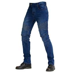 HOMDECR Damen Slim Fit Motorrad Jeans Mit Protektoren Knie Und Hüftprotektoren Stretch Slim Fit Denim Motorradhose Cargo Motorradjeans Schutzhose Biker Pants (Blau,M) von HOMDECR