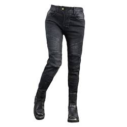 HOMDECR Damen Slim Fit Motorrad Jeans Mit Protektoren Knie Und Hüftprotektoren Stretch Slim Fit Denim Motorradhose Cargo Motorradjeans Schutzhose Biker Pants (Schwarz,S) von HOMDECR