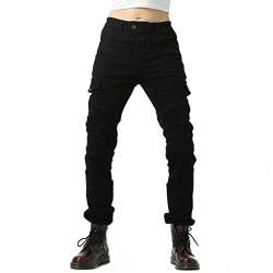 HOMDECR Damen Slim Fit Motorrad Jeans mit Protektoren Knie Und Hüftprotektoren Stretch Slim Fit Denim Motorradhose Cargo Motorradjeans Schutzhose Biker Pants (Black,M) von HOMDECR