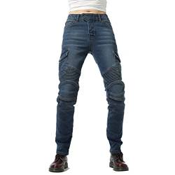 HOMDECR Damen Slim Fit Motorrad Jeans mit Protektoren Knie Und Hüftprotektoren Stretch Slim Fit Denim Motorradhose Cargo Motorradjeans Schutzhose Biker Pants (Blue,L) von HOMDECR