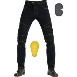 HOMDECR Motorrad-Denimhose Für Herren, Tropfenfeste Jeans Mit Geradem Bein Und 4 Schutzausrüstungen, Motorradhose Für Motorradrennen (Schwarz,5XL) von HOMDECR