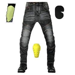 HOMDECR Motorrad-Jeanshose Für Herren, Motorrad Biker Pant 4 X Schutzausrüstung (Schwarz,4XL) von HOMDECR