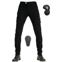 HOMDECR Motorradhose Herren/Damen, Aramid-Gewebe Stretch Jeans Hosen Herren/Damen, Motorrad Hosen Herren Herren/Damen Mit Protektoren (Schwarz,S) von HOMDECR