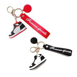 HOMEK Sneaker Schlüsselanhänger Sport Geschenk, 2stk Mini Basketball Schuhe Basketball Schlüsselbund Anhänger, Schlüsselanhänger Auto & RucksäCke für Männer Frauen Kinder von HOMEK