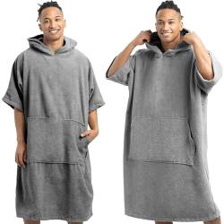 HOMELEVEL Badeponcho Damen und Herren - Surf Poncho aus 100% Baumwolle - Tuch für Erwachsene - Unisex Bademantel - Badetuch mit Kapuze von HOMELEVEL