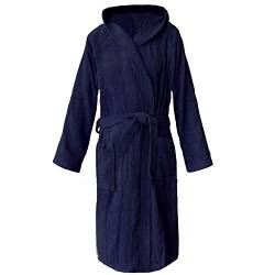 HOMELEVEL Frottee Bademantel 100% Baumwolle Frauen Männer Damen und Herren in Marineblau, XL von HOMELEVEL