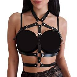 sigando Damen Punk Leder Harness Body Brustgurte Taille Cupless Lingerie Einstellbar von HOMELEX