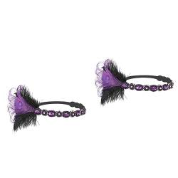 2st Pfauenfeder-stirnband 1920er Stirnband Flapper-kopfbedeckung Tolle Gatsby-kopfbedeckung Flapper-stirnband Haargummis Für Frauen Damen Stirnbänder Mädchen Kleidung Violett Braut von HOMSFOU